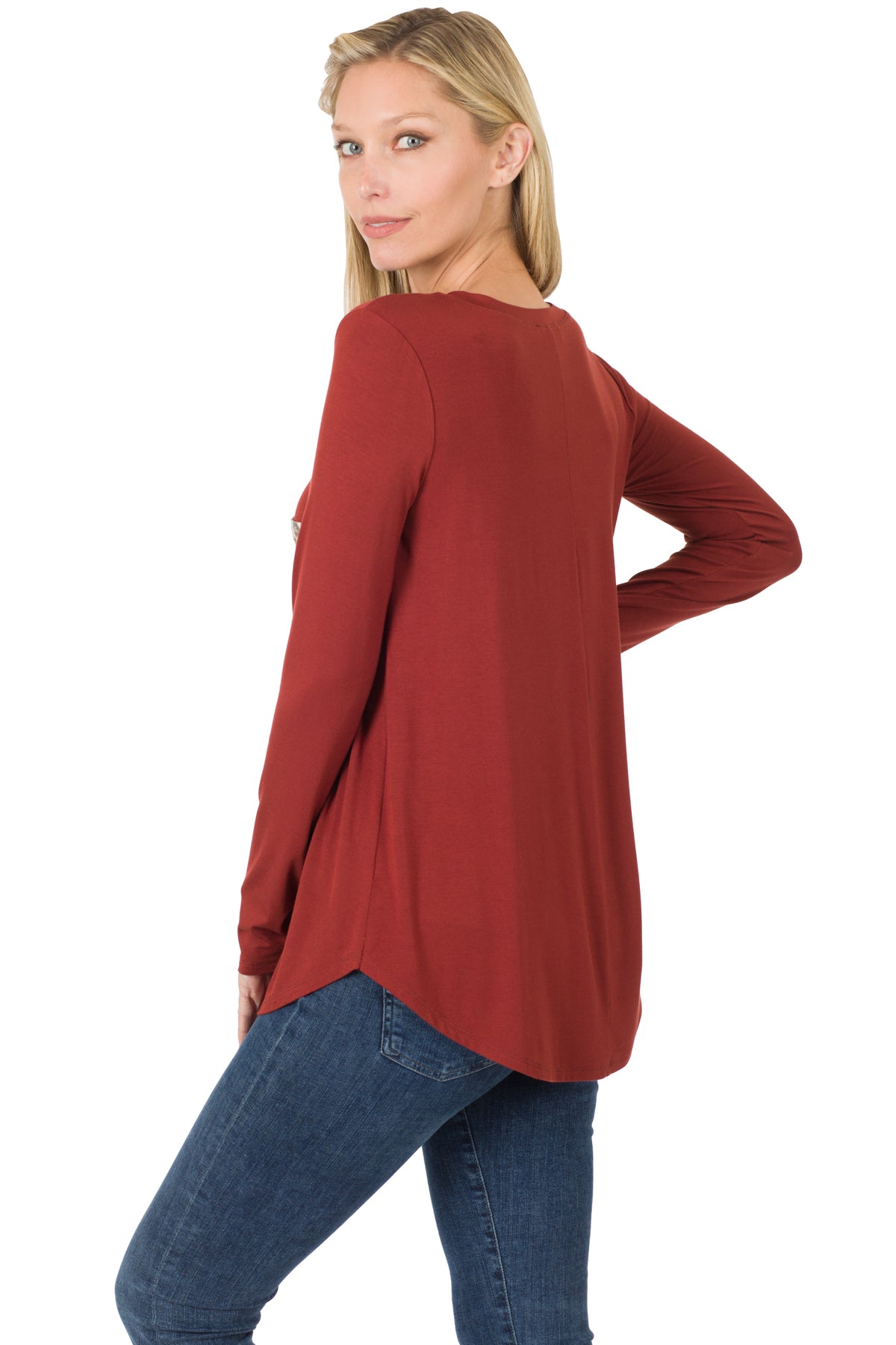 Zenana Long Sleeve Leopard Pocket Top