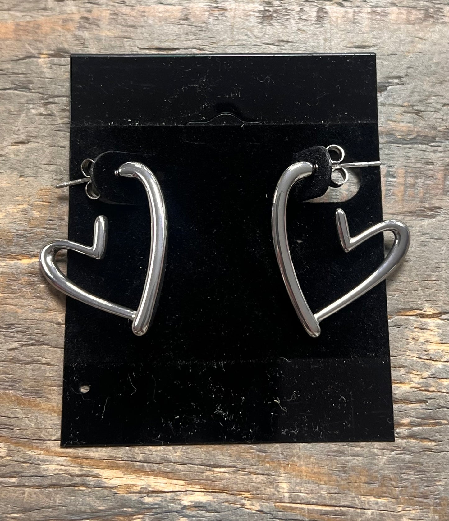 Gunmetal Drop Heart Earrings