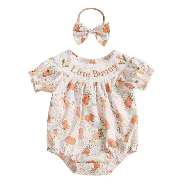 Little Bunny Smocked Bubble Romper