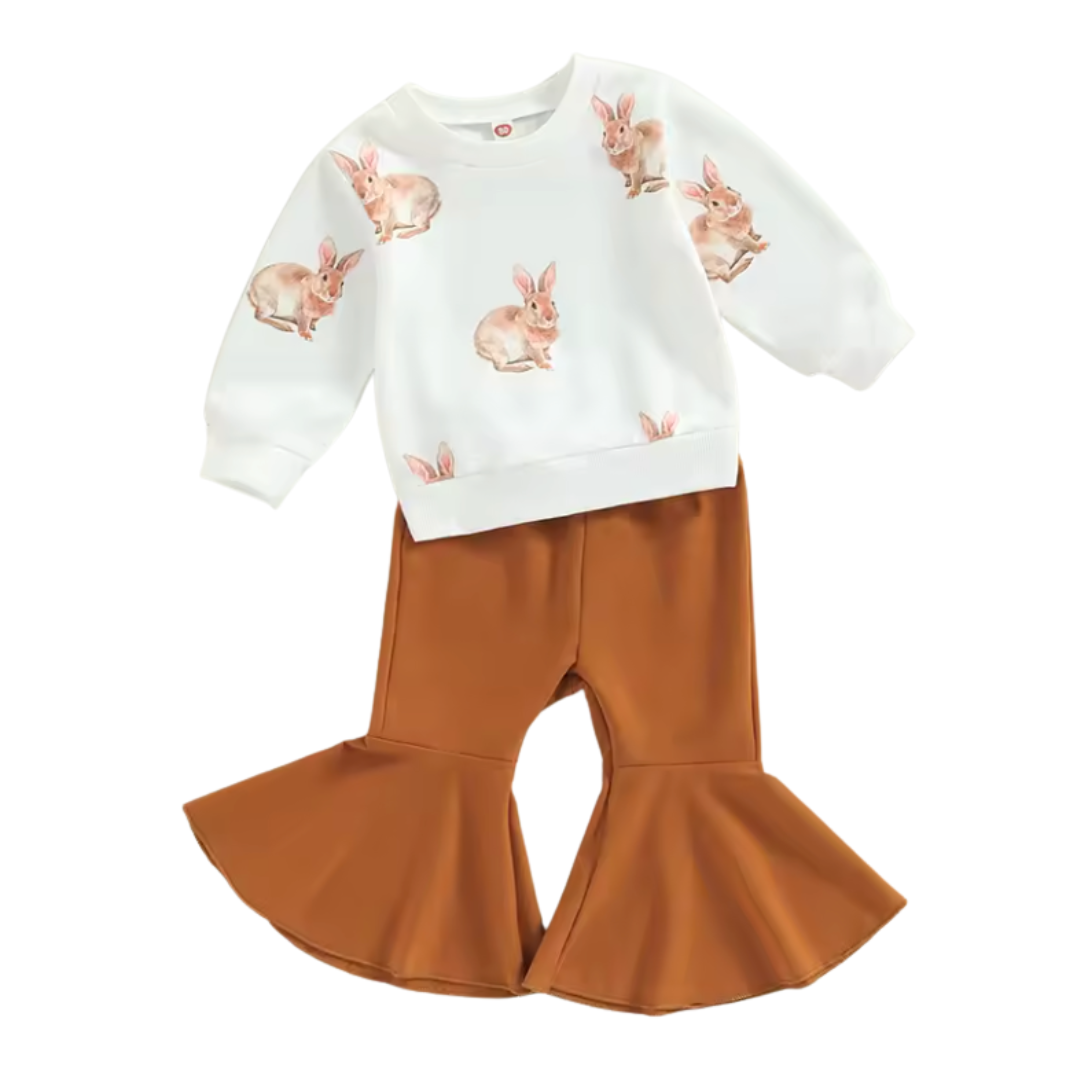 Bunny Crewneck Brown Bell Set