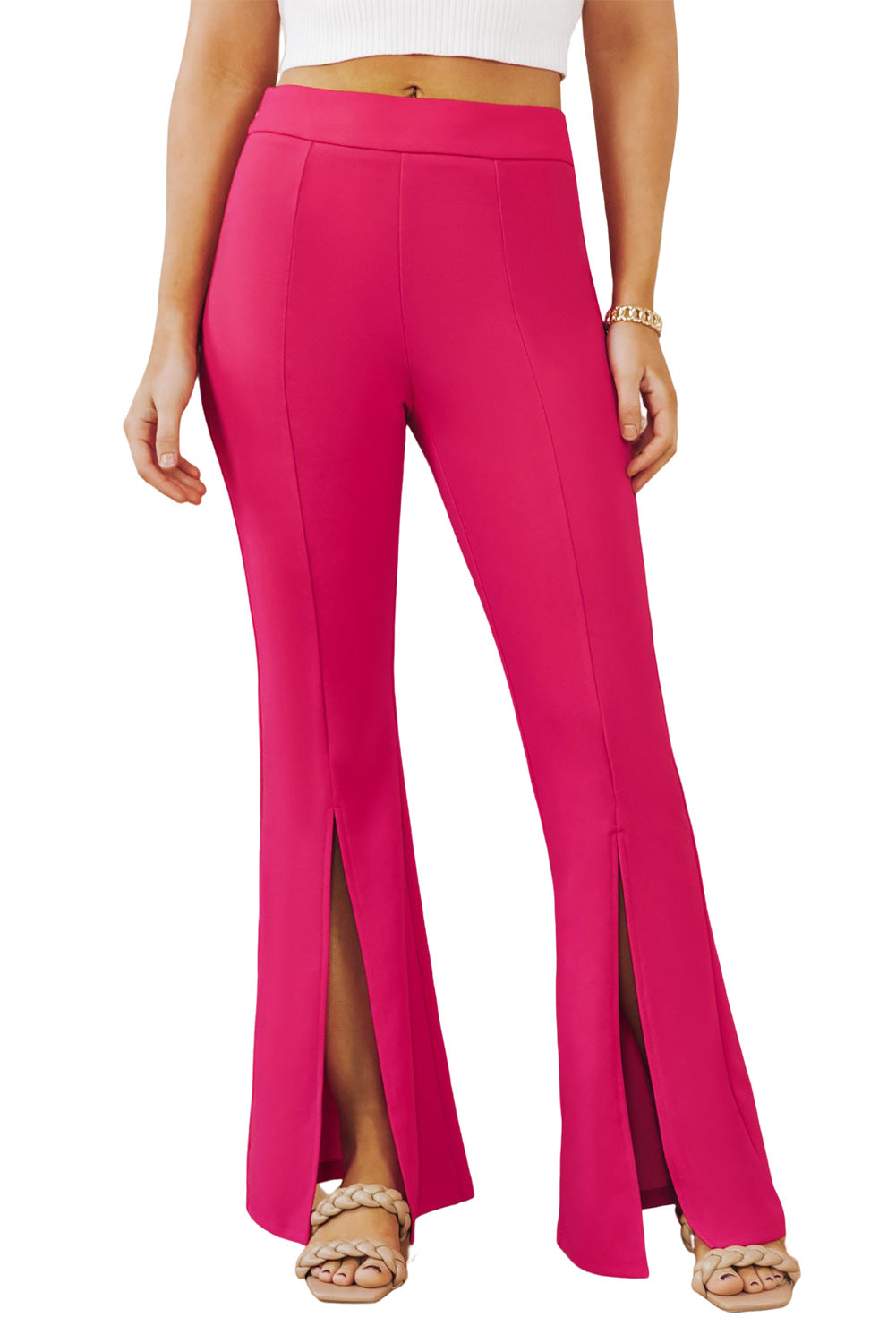 Heather Split Hem High Waist Pants