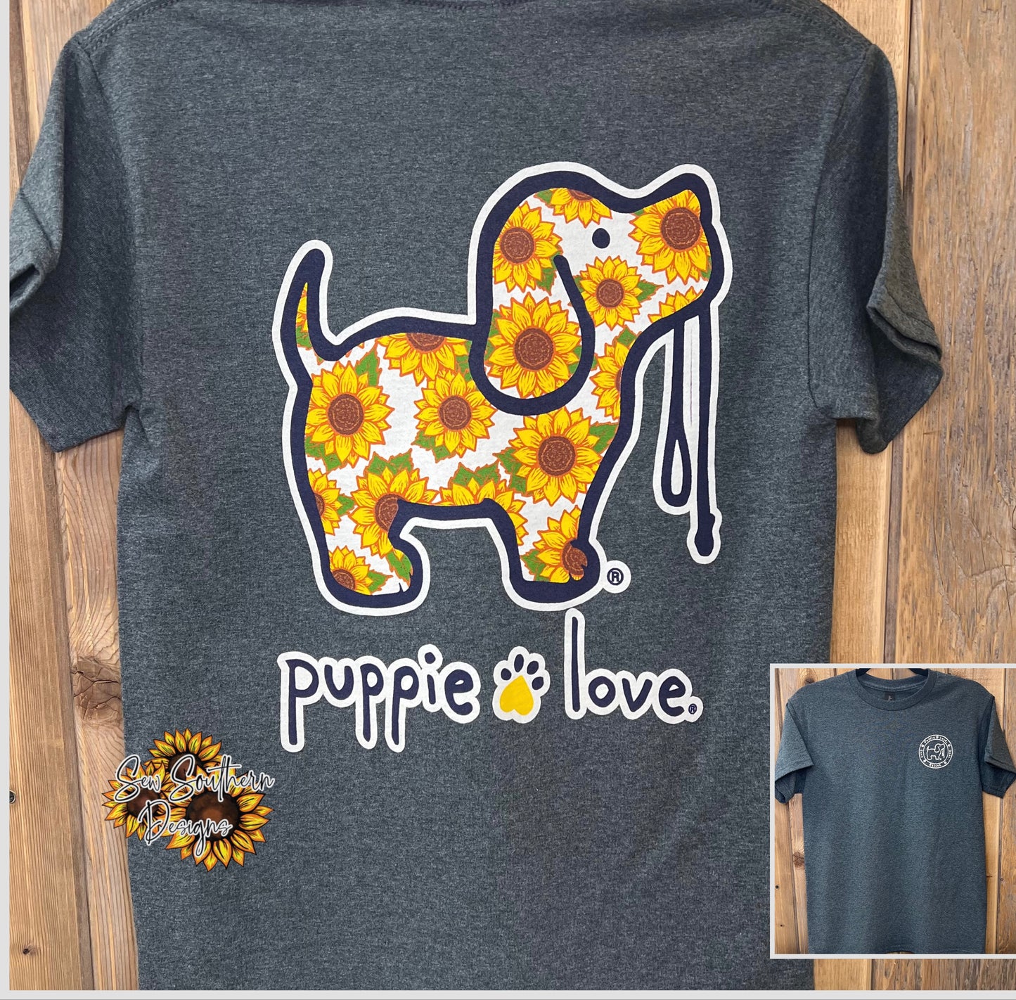Puppie Love Sunflower Pup T shirt