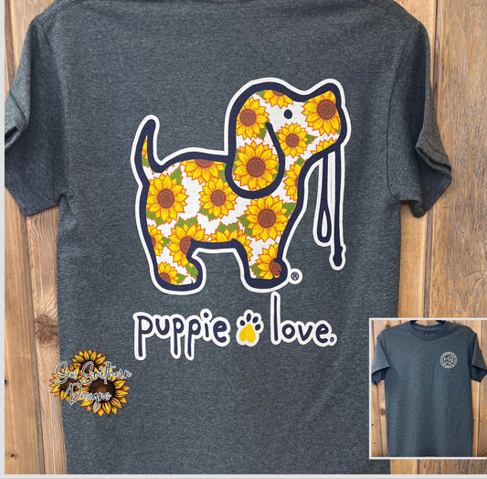 Puppie Love Sunflower Pup T shirt
