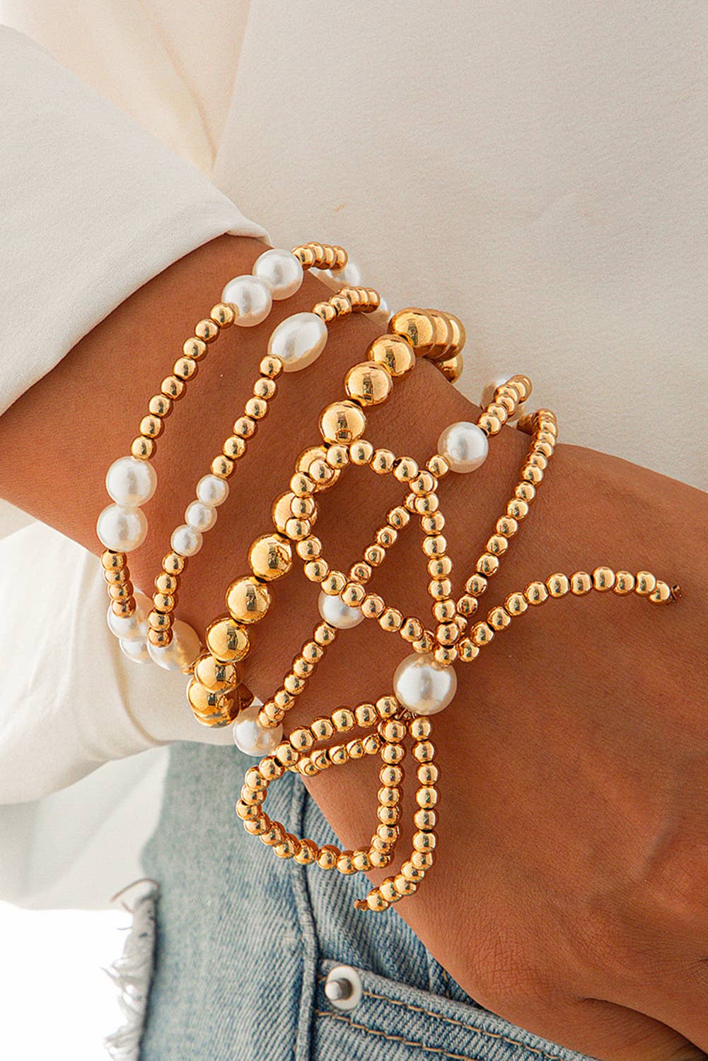 LDC Bow & Pearl Bracelet Set