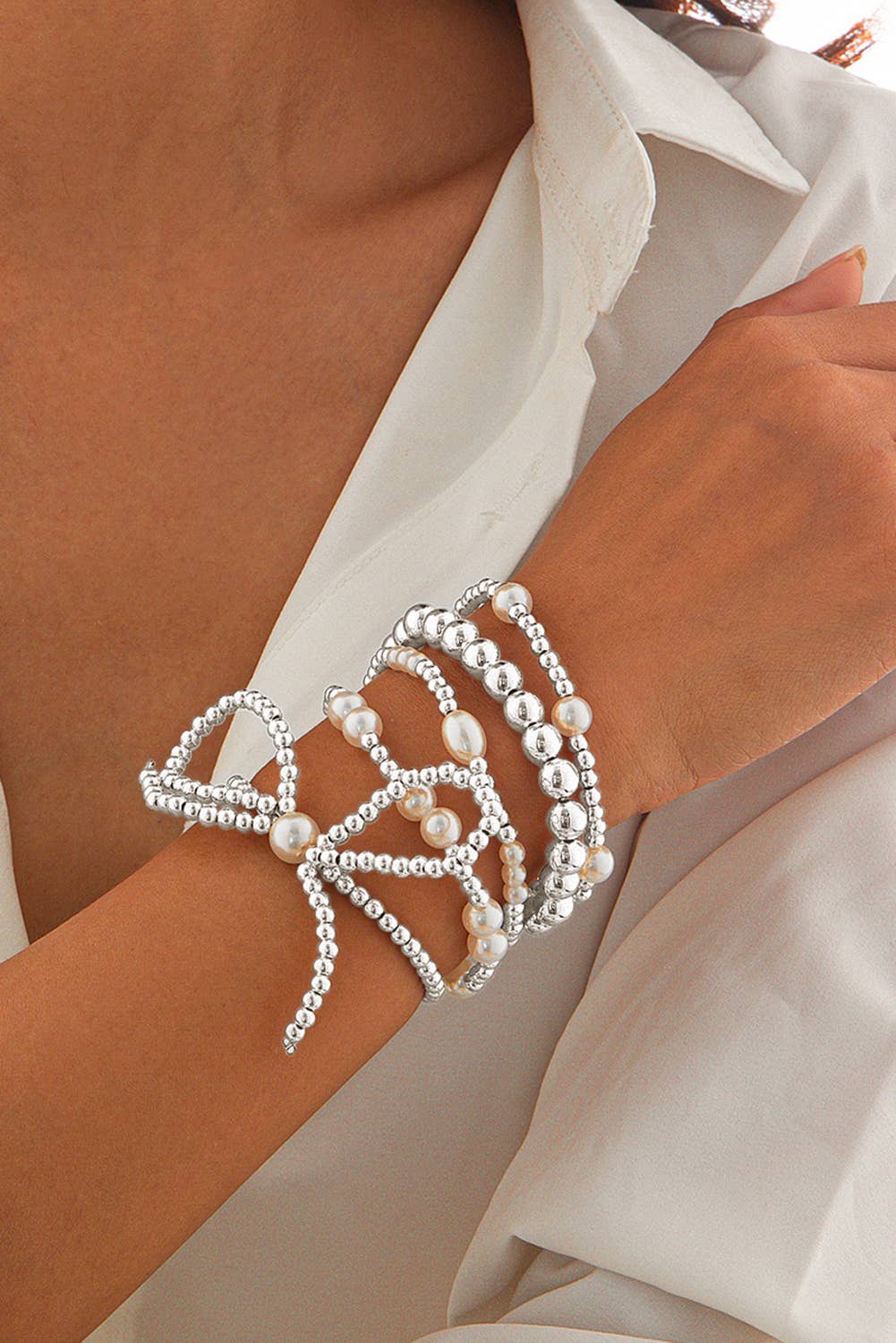 LDC Bow & Pearl Bracelet Set