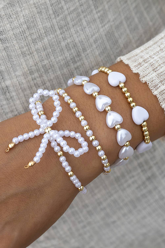 LDC Pearl Bow & Heart Bracelet Set