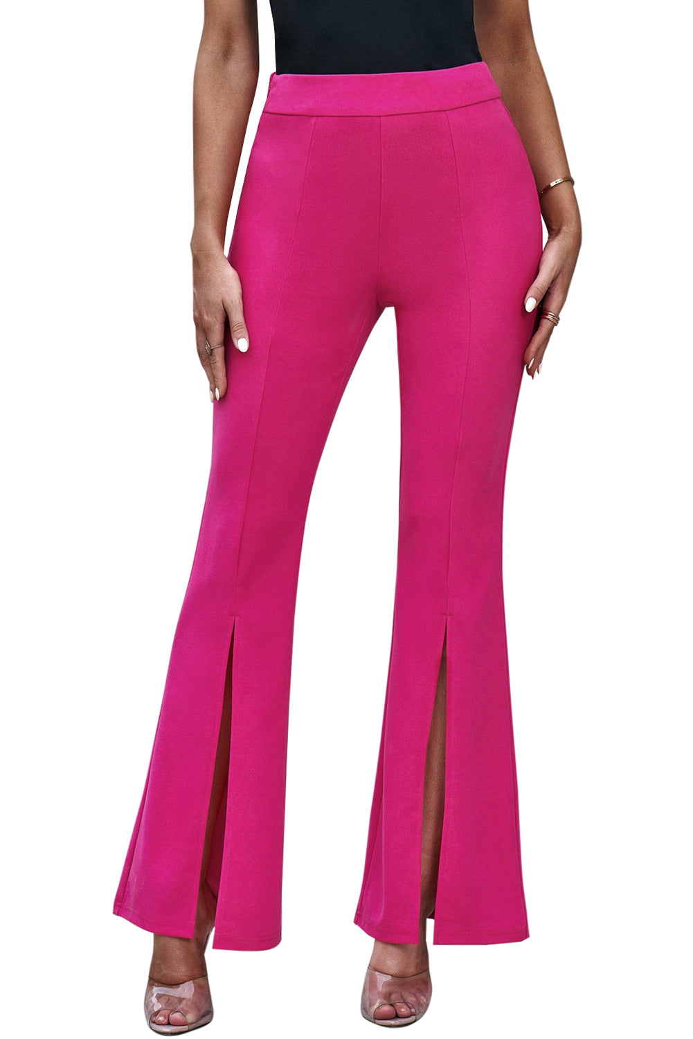 Heather Split Hem High Waist Pants