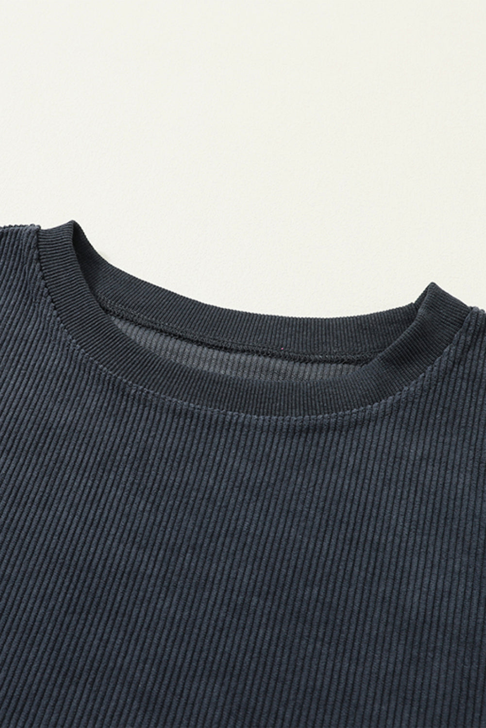 Red Contrast Trim Crinkle Rib Oversized Sweatshirt