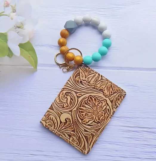 The Cheyenne Tooled Keychain Card Wallet