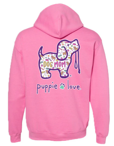 PUPPIE LOVE BRAND-  Dog Mom Pattern Pup Adult Hoodie