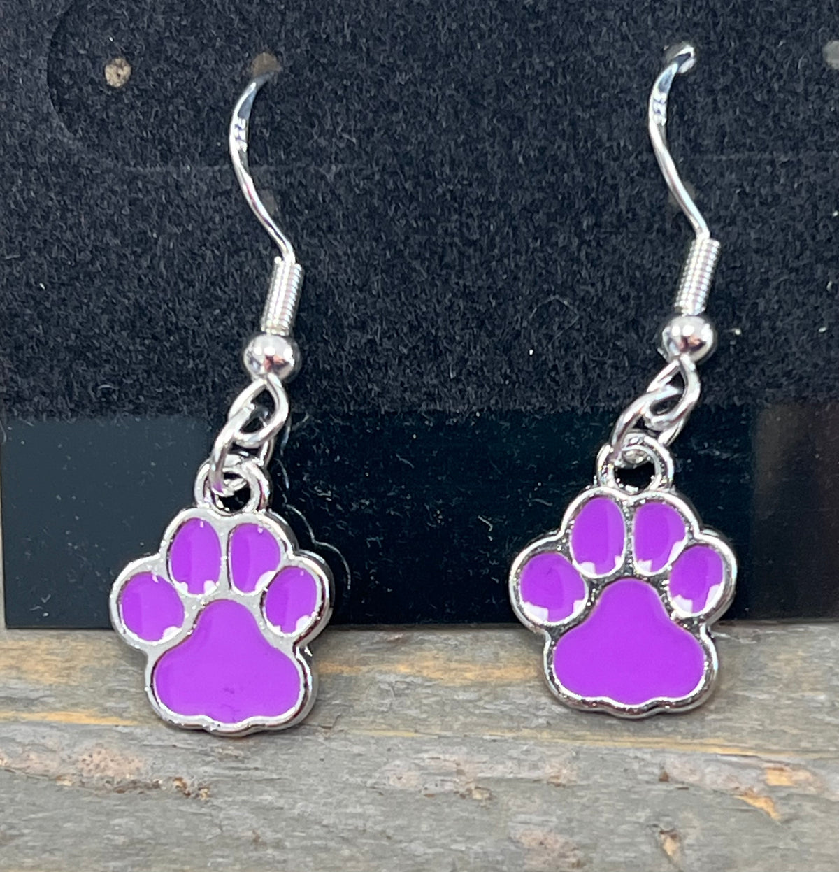 Purple Paw Dangle Earrings