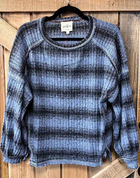 Umgee Striped Balloon Sleeve Top