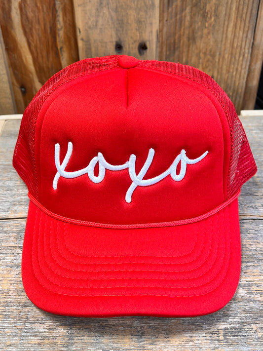 XOXO Valentine Puff Embroidered Trucker Hat