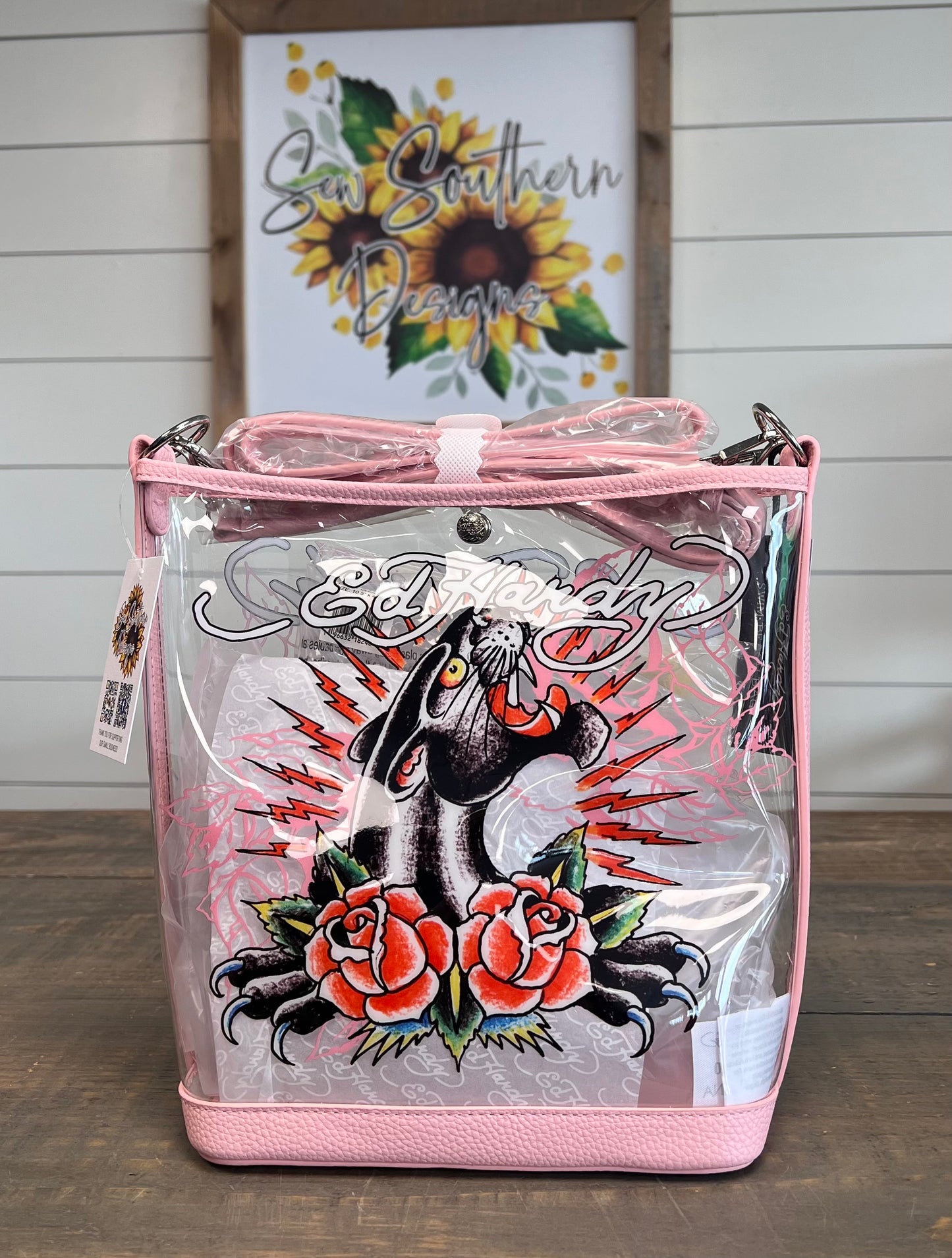 Ed Hardy Clear Tote Bags With Iconic Graphics
