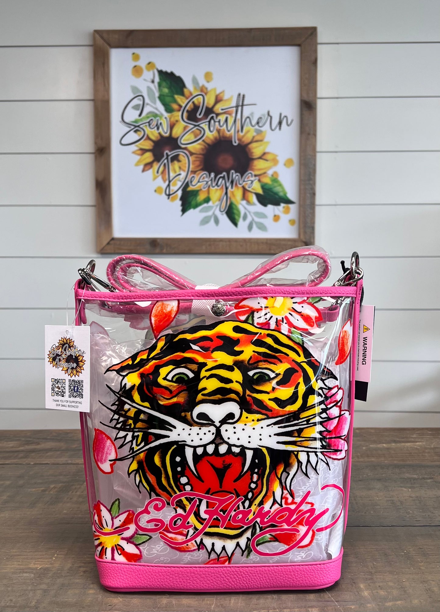Ed Hardy Clear Tote Bags With Iconic Graphics