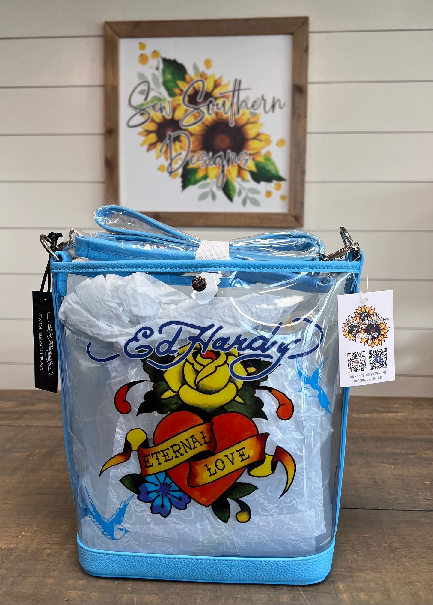 Ed Hardy Clear Tote Bags With Iconic Graphics