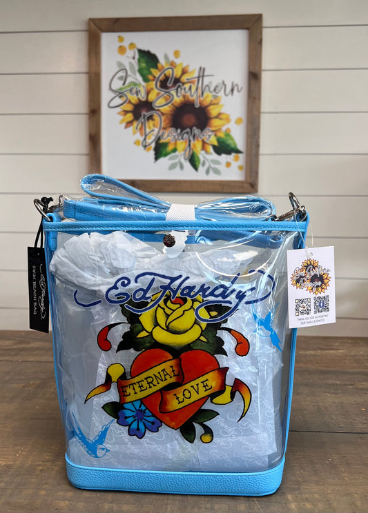 Ed Hardy Clear Tote Bags With Iconic Graphics