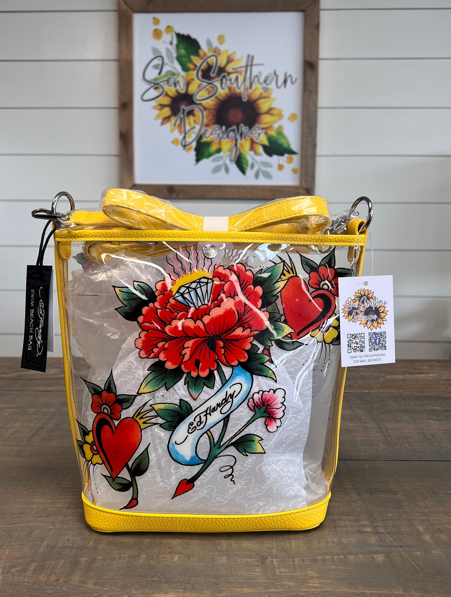 Ed Hardy Clear Tote Bags With Iconic Graphics