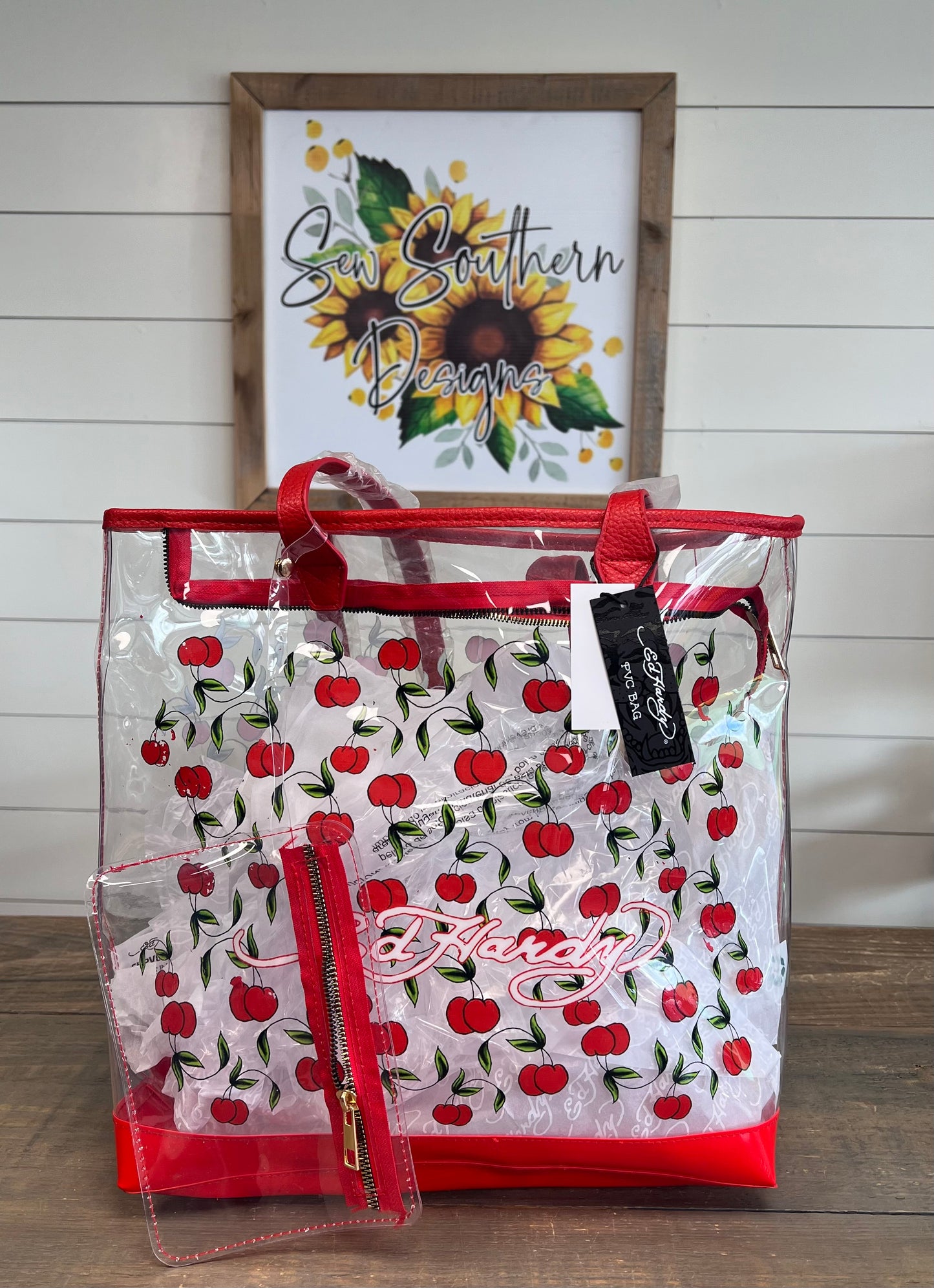 Ed Hardy Clear Tote Bags With Iconic Graphics