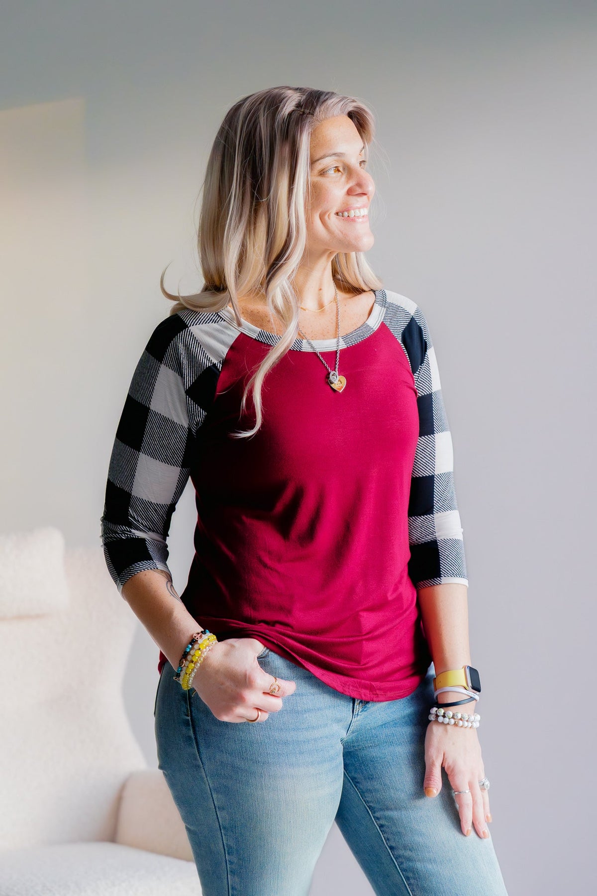 Cardinal Checks Raglan