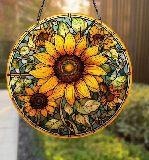 Sunflower Acrylic Suncatcher 6" x 6"