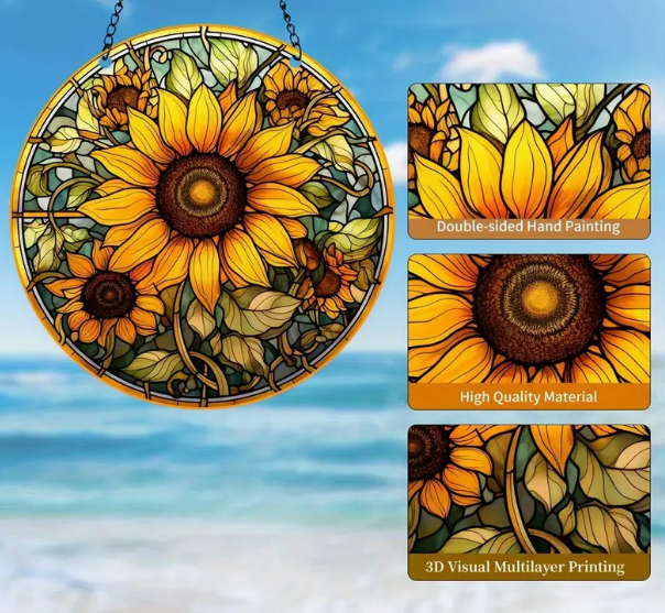 Sunflower Acrylic Suncatcher 6" x 6"