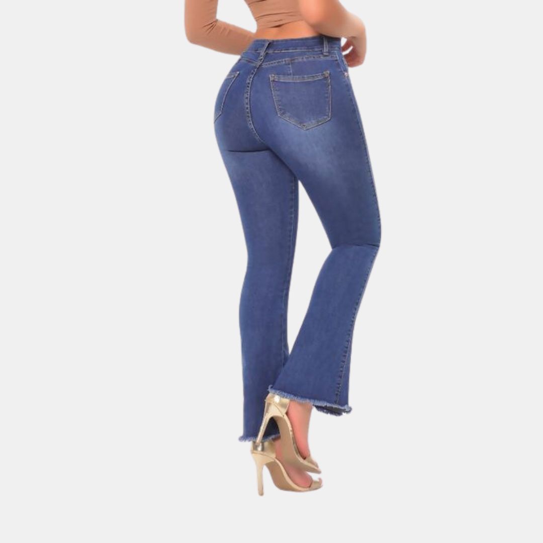 Miranda Distressed Hem Flared Jeans