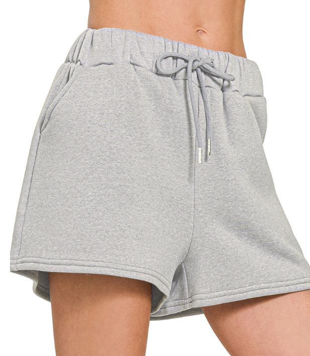 Zenana Fleece Drawstring Shorts