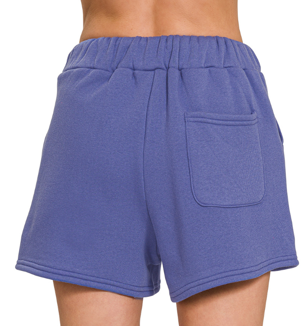Zenana Fleece Drawstring Shorts
