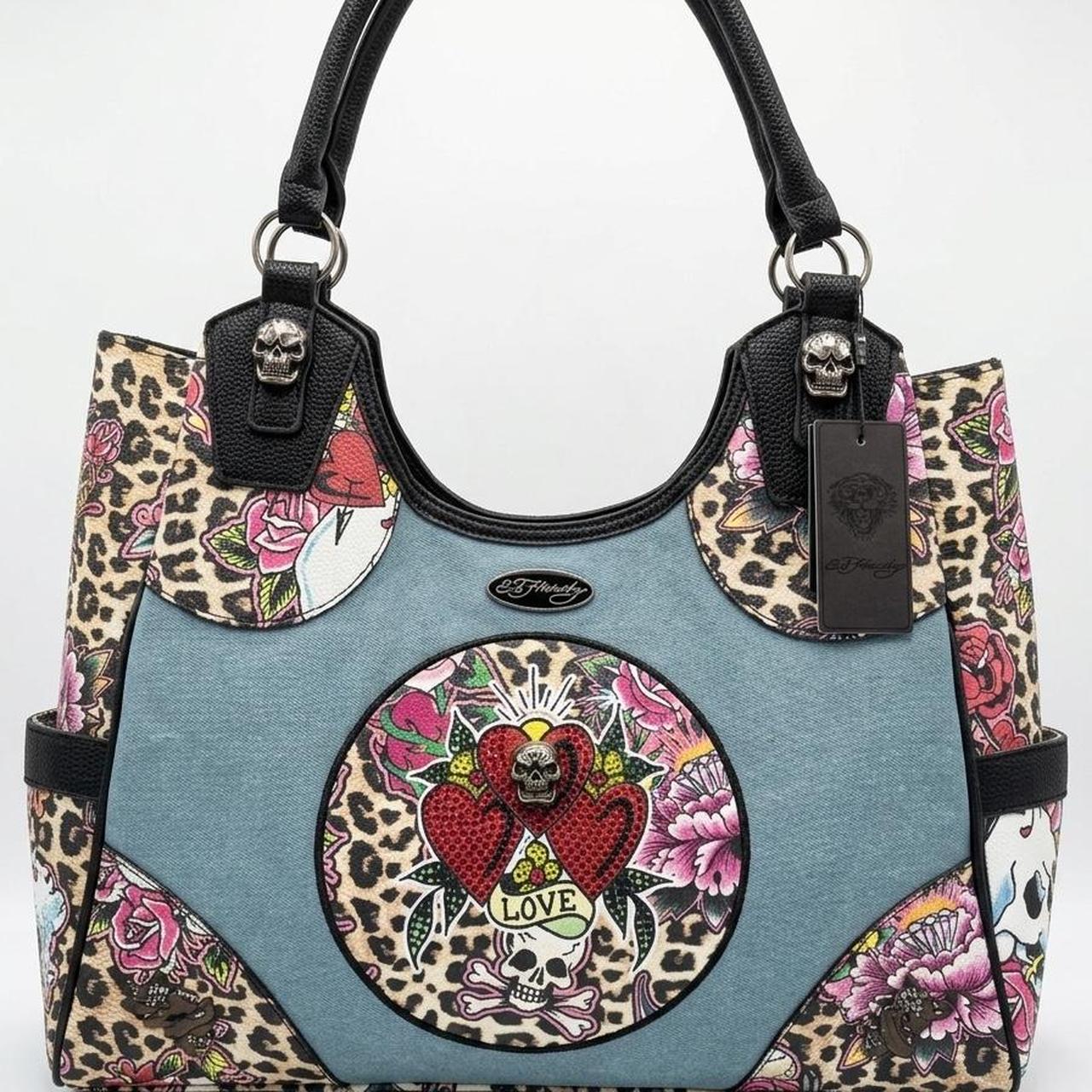 Ed Hardy Love & Skulls Cheetah / Denim Tote