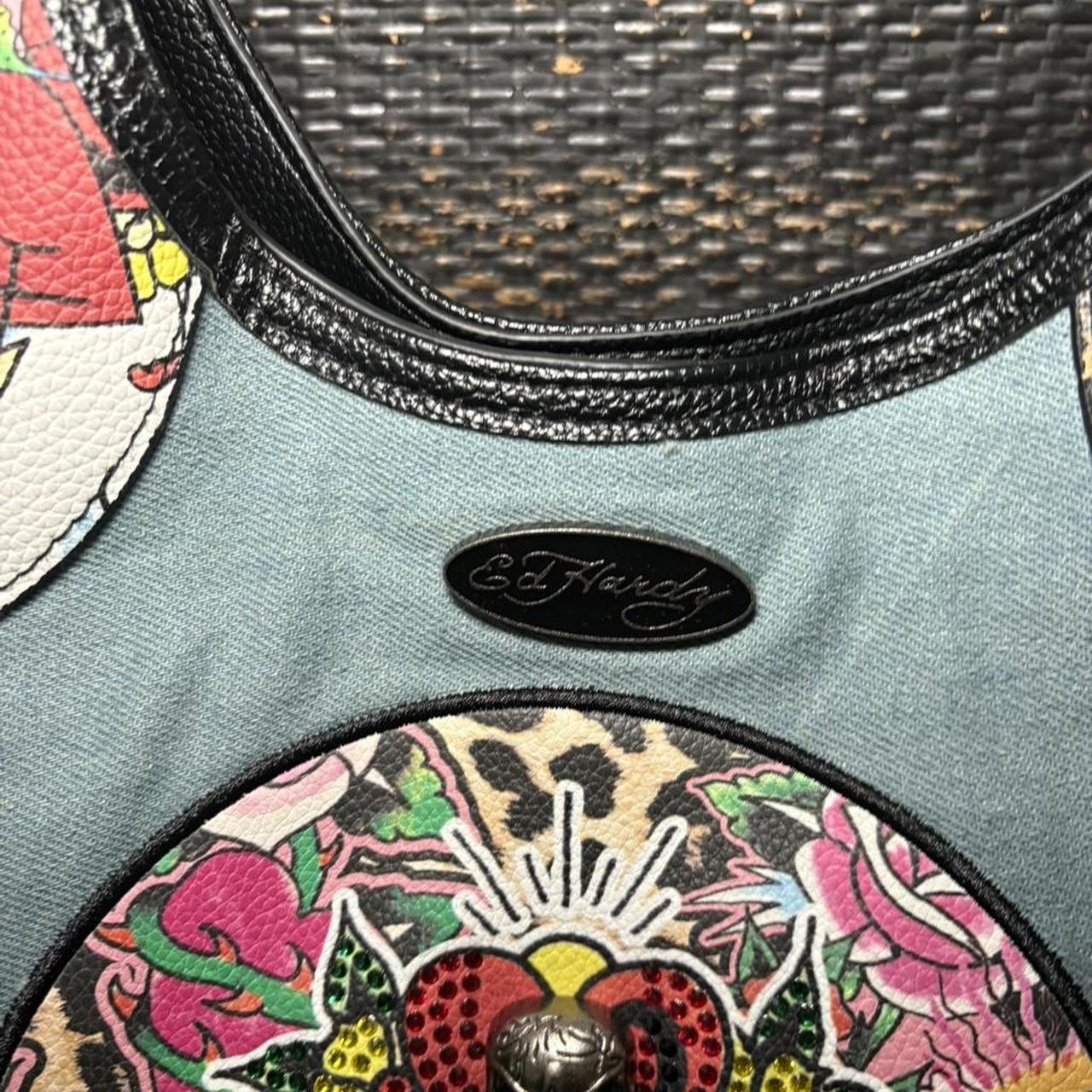 Ed Hardy Love & Skulls Cheetah / Denim Tote