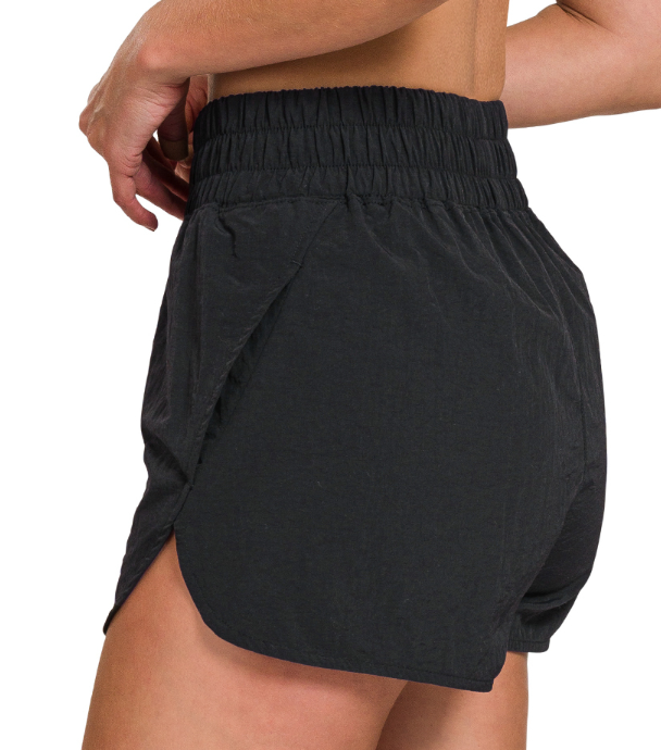 Zenana Windbreaker Smocked Shorts