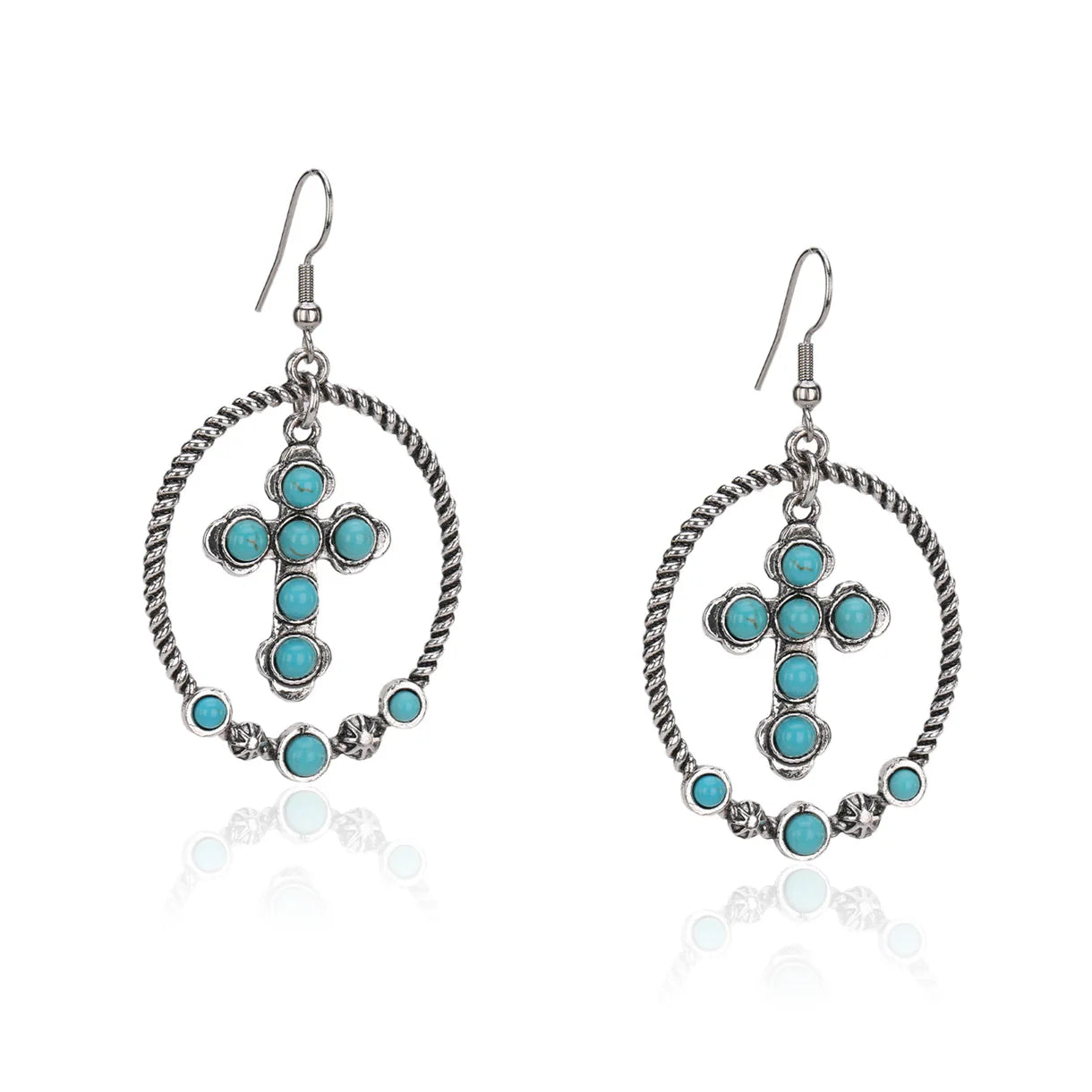 Rustic Couture's Stone Cross Hoop Earrings