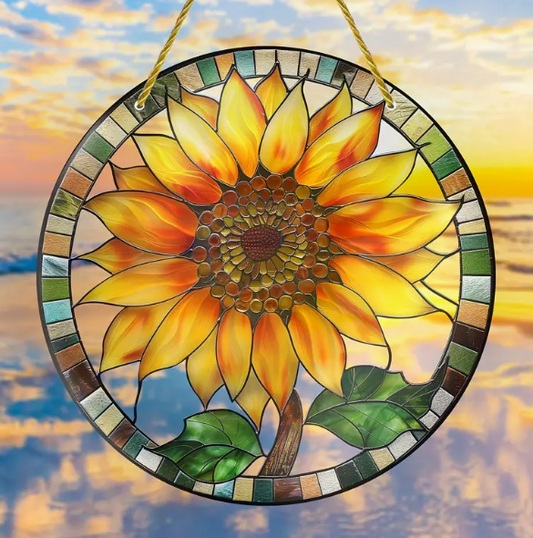 Sunflower Acrylic Sun Catcher 8 x 8