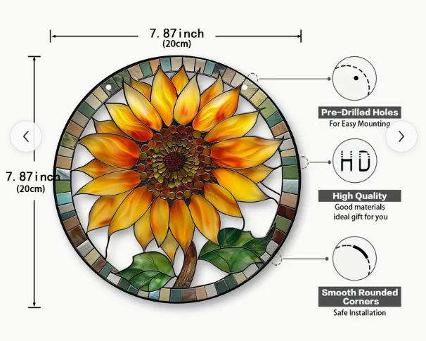 Sunflower Acrylic Sun Catcher 8 x 8