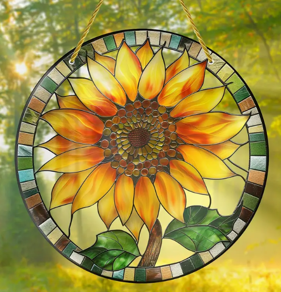 Sunflower Acrylic Sun Catcher 8 x 8