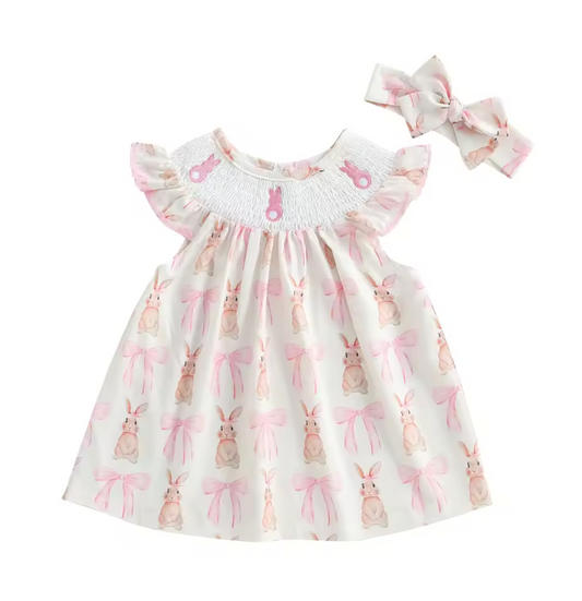 Pink Bow Bunny Easter Dress