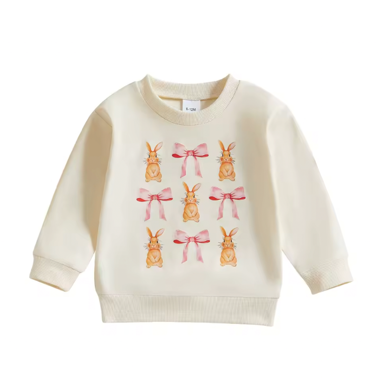 Tan Bunny Bow Crewneck
