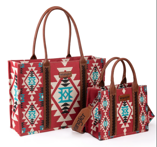 Wrangler Southwest Print Large Tote & Small Canvas Tote Set