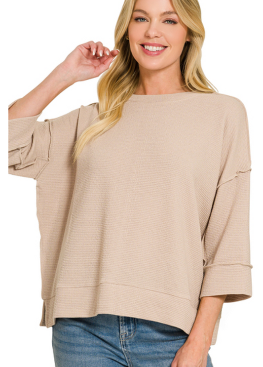 Zenana Double Knit 3/4 Sleeve Top