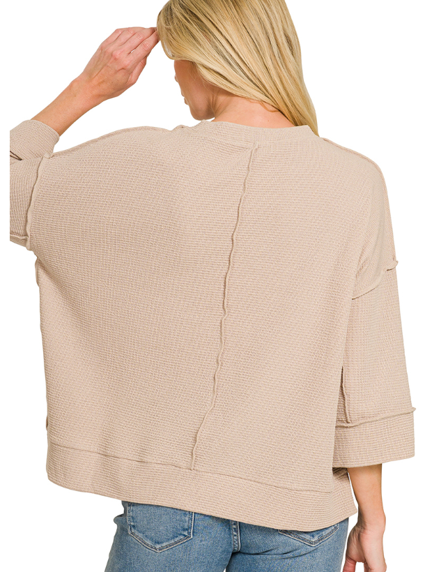 Zenana Double Knit 3/4 Sleeve Top