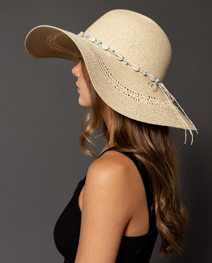 Jen & Co. Agatha Straw Hat w/ Seashell Band