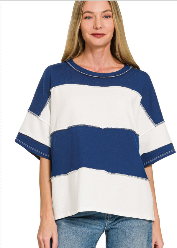 Zenana French Terry Exposed Seam Top