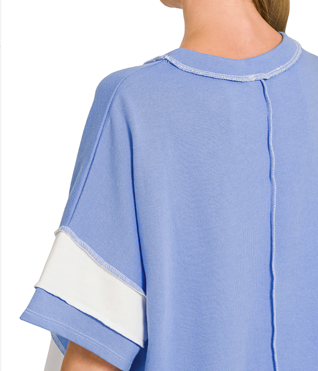 Zenana French Terry Exposed Seam Top