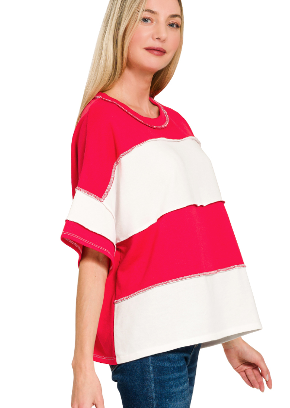 Zenana French Terry Exposed Seam Top