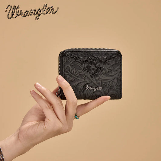 Wrangler Tooled Zip Around Wallet