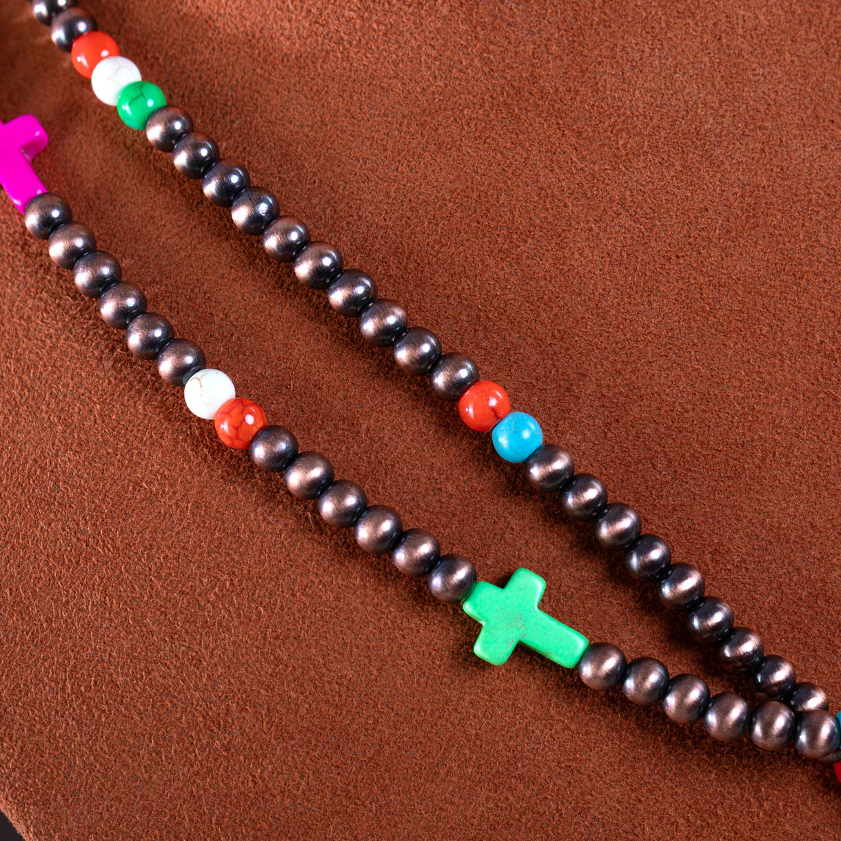Rustic Couture'S Double Layered Beaded Necklace Earrings Set