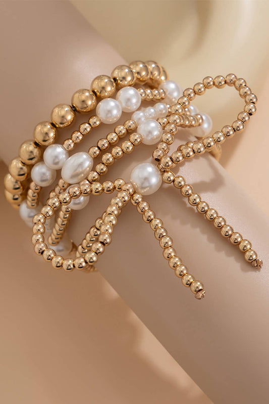 LDC Bow & Pearl Bracelet Set