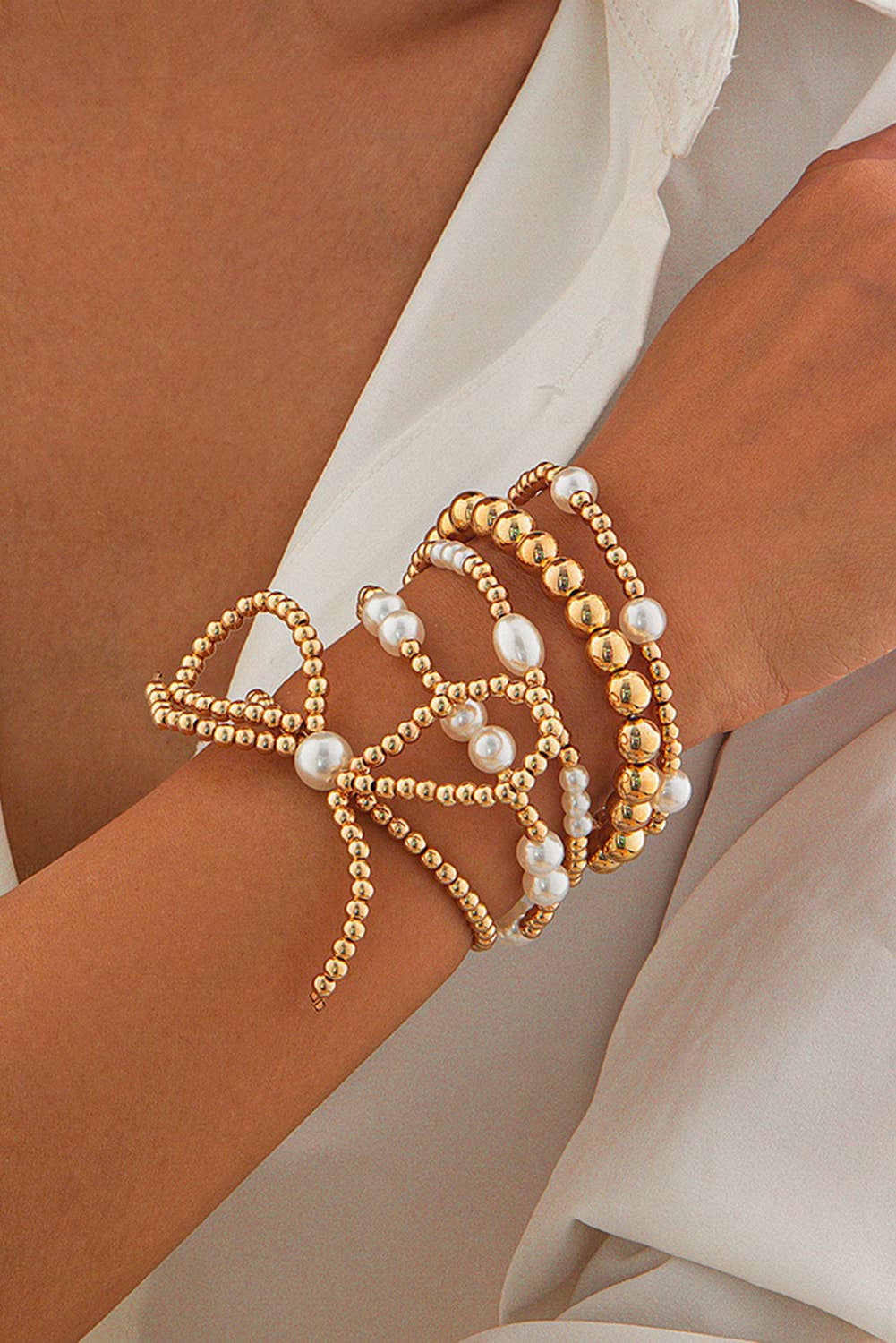 LDC Bow & Pearl Bracelet Set