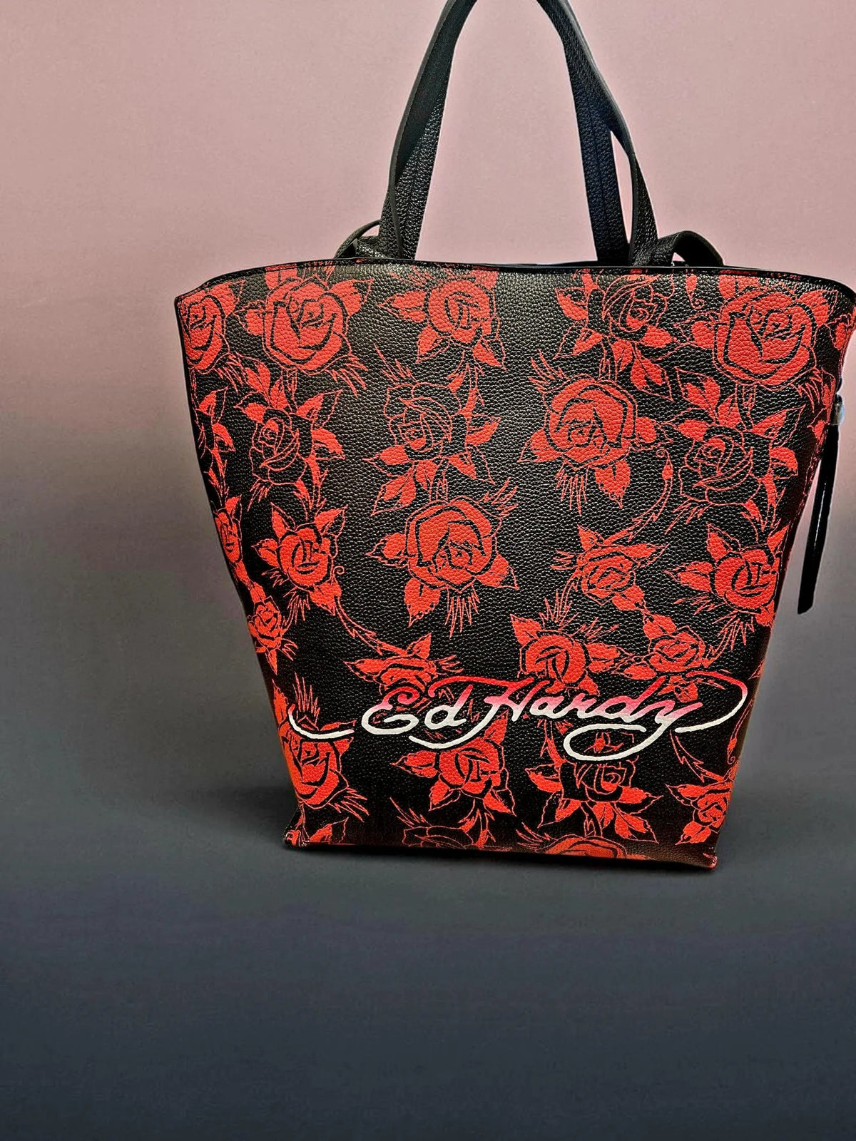 Ed Hardy Rose Print Large Tote